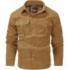 imageFlygo Mens Flannel Lined Shirt Jacket Lightweight Snap Button Western Jacket Rugged Outdoor Cowboy Shirts JacketsSudan Brown