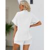 imageFlygo Two Piece Casual Outfits Short Sleeves Button Down Oversized Shirt and Shorts Sweatsuit SetsWhiteXL