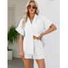 imageFlygo Two Piece Casual Outfits Short Sleeves Button Down Oversized Shirt and Shorts Sweatsuit SetsWhiteXL