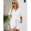imageFlygo Two Piece Casual Outfits Short Sleeves Button Down Oversized Shirt and Shorts Sweatsuit SetsWhiteXL