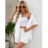 imageFlygo Two Piece Casual Outfits Short Sleeves Button Down Oversized Shirt and Shorts Sweatsuit SetsWhiteXL