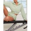 imageFlygo Women Two Piece Tracksuit Long Sleeves Sweatsuit Half Zip Crop Top Sexy Biker Shorts Jogging OutfitGreenM