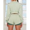 imageFlygo Women Two Piece Tracksuit Long Sleeves Sweatsuit Half Zip Crop Top Sexy Biker Shorts Jogging OutfitGreenM