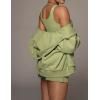 imageFlygo Womens 3 Piece Lounge Sets Long Sleeve Tracksuits Sexy Hooded Sweatsuit Outfits Shorts JacketLight Green