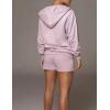 imageFlygo Womens 3 Piece Lounge Sets Long Sleeve Tracksuits Sexy Hooded Sweatsuit Outfits Shorts JacketPurple