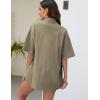 imageFlygo Womens Casual 2 Piece Outfits Cotton Linen Sets Tracksuit Button Down Shirt Top Shorts Lounge SetArmy Green