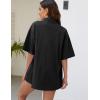 imageFlygo Womens Casual 2 Piece Outfits Cotton Linen Sets Tracksuit Button Down Shirt Top Shorts Lounge SetBlack