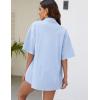 imageFlygo Womens Casual 2 Piece Outfits Cotton Linen Sets Tracksuit Button Down Shirt Top Shorts Lounge SetBlue