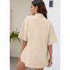 imageFlygo Womens Casual 2 Piece Outfits Cotton Linen Sets Tracksuit Button Down Shirt Top Shorts Lounge SetKhaki