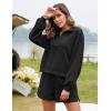 imageFlygo Womens Cotton 2 Piece Outfits Sweatsuit Lounge Sets Half Zip Crop Top and High Waisted Shorts Sweatshirt TracksuitBlack