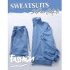 imageFlygo Womens Cotton 2 Piece Outfits Sweatsuit Lounge Sets Half Zip Crop Top and High Waisted Shorts Sweatshirt TracksuitBlue
