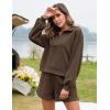 imageFlygo Womens Cotton 2 Piece Outfits Sweatsuit Lounge Sets Half Zip Crop Top and High Waisted Shorts Sweatshirt TracksuitChocolate Brown