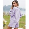 imageFlygo Womens Cotton 2 Piece Outfits Sweatsuit Lounge Sets Half Zip Crop Top and High Waisted Shorts Sweatshirt TracksuitLight Purple