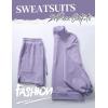 imageFlygo Womens Cotton 2 Piece Outfits Sweatsuit Lounge Sets Half Zip Crop Top and High Waisted Shorts Sweatshirt TracksuitLight Purple