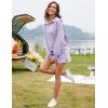 imageFlygo Womens Cotton 2 Piece Outfits Sweatsuit Lounge Sets Half Zip Crop Top and High Waisted Shorts Sweatshirt TracksuitLight Purple