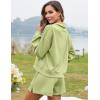 imageFlygo Womens Cotton 2 Piece Outfits Sweatsuit Lounge Sets Half Zip Crop Top and High Waisted Shorts Sweatshirt TracksuitLightgreen