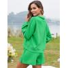imageFlygo Womens Cotton 2 Piece Outfits Sweatsuit Lounge Sets Half Zip Crop Top and High Waisted Shorts Sweatshirt TracksuitMint