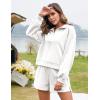 imageFlygo Womens Cotton 2 Piece Outfits Sweatsuit Lounge Sets Half Zip Crop Top and High Waisted Shorts Sweatshirt TracksuitWhite