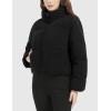 imageFlygo Womens Cropped Corduroy Puffer Jacket Winter Jackets Warm Long Sleeve Zip Quilted Down Puffer CoatBlack