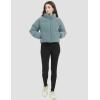 imageFlygo Womens Cropped Corduroy Puffer Jacket Winter Jackets Warm Long Sleeve Zip Quilted Down Puffer CoatBlue Grey