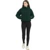 imageFlygo Womens Cropped Corduroy Puffer Jacket Winter Jackets Warm Long Sleeve Zip Quilted Down Puffer CoatDark Green