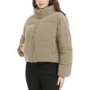 imageFlygo Womens Cropped Corduroy Puffer Jacket Winter Jackets Warm Long Sleeve Zip Quilted Down Puffer CoatKhaki