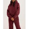imageFlygo Womens Fleece 2 Piece Outfits Sweatsuit Crop Pullover Sweatshirt Joggers Pants Tracksuit SetBurgundy