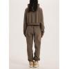 imageFlygo Womens Fleece 2 Piece Outfits Sweatsuit Crop Pullover Sweatshirt Joggers Pants Tracksuit SetCoffee