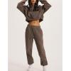 imageFlygo Womens Fleece 2 Piece Outfits Sweatsuit Crop Pullover Sweatshirt Joggers Pants Tracksuit SetCoffee