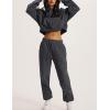 imageFlygo Womens Fleece 2 Piece Outfits Sweatsuit Crop Pullover Sweatshirt Joggers Pants Tracksuit SetDarkdrey