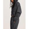 imageFlygo Womens Fleece 2 Piece Outfits Sweatsuit Crop Pullover Sweatshirt Joggers Pants Tracksuit SetDarkdrey