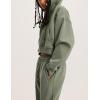 imageFlygo Womens Fleece 2 Piece Outfits Sweatsuit Crop Pullover Sweatshirt Joggers Pants Tracksuit SetGrey Green