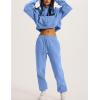 imageFlygo Womens Fleece 2 Piece Outfits Sweatsuit Crop Pullover Sweatshirt Joggers Pants Tracksuit SetLight Blue