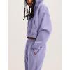 imageFlygo Womens Fleece 2 Piece Outfits Sweatsuit Crop Pullover Sweatshirt Joggers Pants Tracksuit SetLight Purple