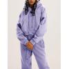 imageFlygo Womens Fleece 2 Piece Outfits Sweatsuit Crop Pullover Sweatshirt Joggers Pants Tracksuit SetLight Purple