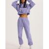 imageFlygo Womens Fleece 2 Piece Outfits Sweatsuit Crop Pullover Sweatshirt Joggers Pants Tracksuit SetLight Purple