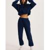 imageFlygo Womens Fleece 2 Piece Outfits Sweatsuit Crop Pullover Sweatshirt Joggers Pants Tracksuit SetNavyblue