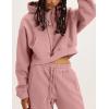 imageFlygo Womens Fleece 2 Piece Outfits Sweatsuit Crop Pullover Sweatshirt Joggers Pants Tracksuit SetPink