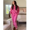 imageFlygo Womens Fleece 2 Piece Outfits Sweatsuit Crop Pullover Sweatshirt Joggers Pants Tracksuit SetRose