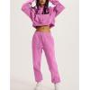 imageFlygo Womens Fleece 2 Piece Outfits Sweatsuit Crop Pullover Sweatshirt Joggers Pants Tracksuit SetRose