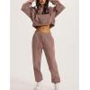 imageFlygo Womens Fleece 2 Piece Outfits Sweatsuit Crop Pullover Sweatshirt Joggers Pants Tracksuit SetRust