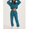 imageFlygo Womens Fleece 2 Piece Outfits Sweatsuit Crop Pullover Sweatshirt Joggers Pants Tracksuit SetTeal