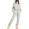 imageFlygo Womens Fleece 2 Piece Outfits Sweatsuit Crop Pullover Sweatshirt Joggers Pants Tracksuit SetWhiteheather
