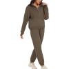 imageFlygo Womens Fleece 2 Piece Outfits Sweatsuit Half Zip Pullover Sweatshirt Joggers Pants Tracksuit Set01 Coffee