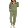 imageFlygo Womens Fleece 2 Piece Outfits Sweatsuit Half Zip Pullover Sweatshirt Joggers Pants Tracksuit Set01 Grey Green