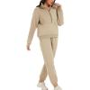 imageFlygo Womens Fleece 2 Piece Outfits Sweatsuit Half Zip Pullover Sweatshirt Joggers Pants Tracksuit Set01 Light Khaki
