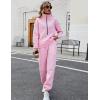 imageFlygo Womens Fleece 2 Piece Outfits Sweatsuit Half Zip Pullover Sweatshirt Joggers Pants Tracksuit Set01 Pink