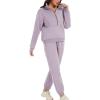 imageFlygo Womens Fleece 2 Piece Outfits Sweatsuit Half Zip Pullover Sweatshirt Joggers Pants Tracksuit Set01 Purple
