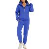 imageFlygo Womens Fleece 2 Piece Outfits Sweatsuit Half Zip Pullover Sweatshirt Joggers Pants Tracksuit SetBlue