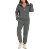 imageFlygo Womens Fleece 2 Piece Outfits Sweatsuit Half Zip Pullover Sweatshirt Joggers Pants Tracksuit SetDark Grey